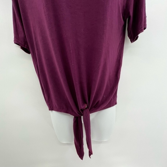 BOOHOO WOMENS MAROON TIE FRONT TEE SZ2 - Picture 4 of 12